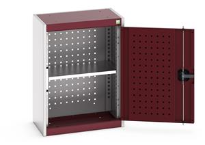 40031077.** cubio cupboard with perfo backpanel and 1x shelf. WxDxH: 525x325x700mm. RAL 7035/5010 or selected